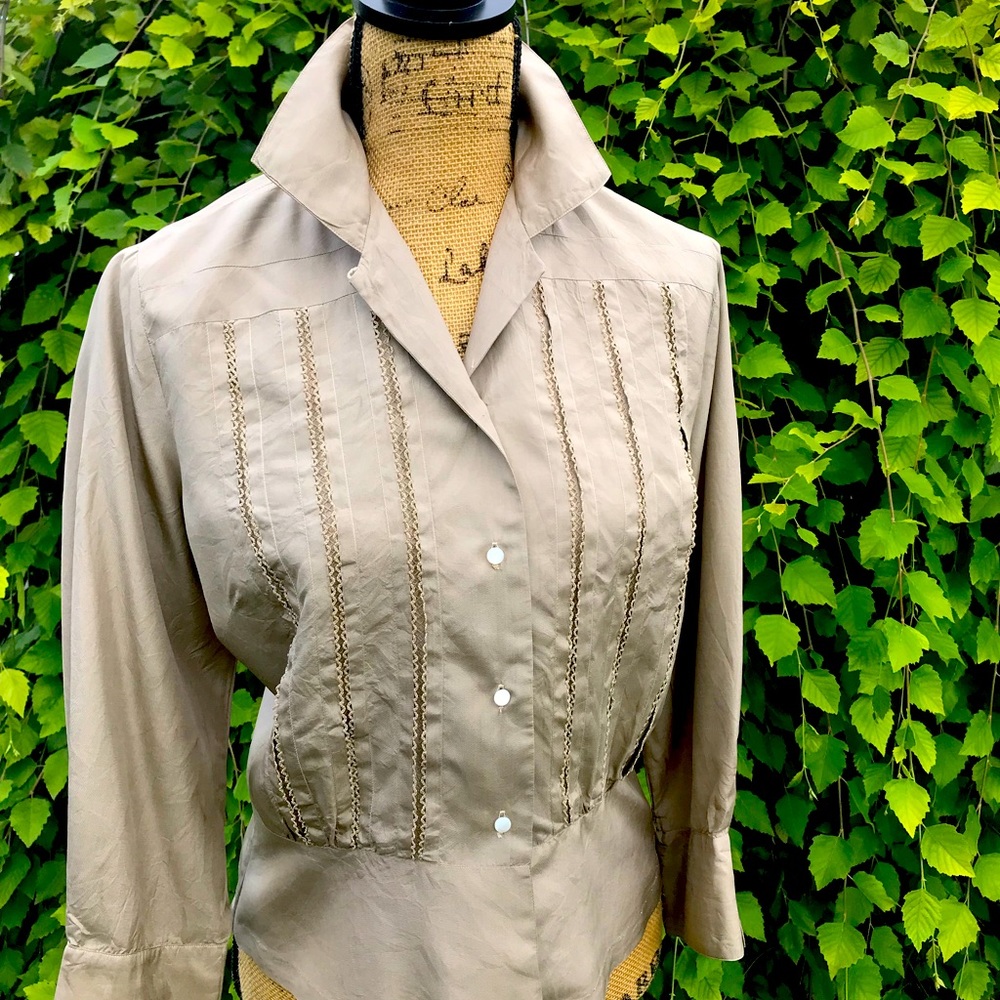 Macshore Classic Silk Taupe Blouse
